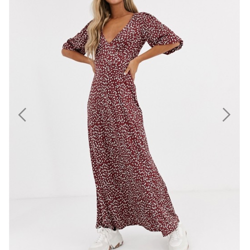 ASOS DESIGN slinky tea maxi dress in spot print